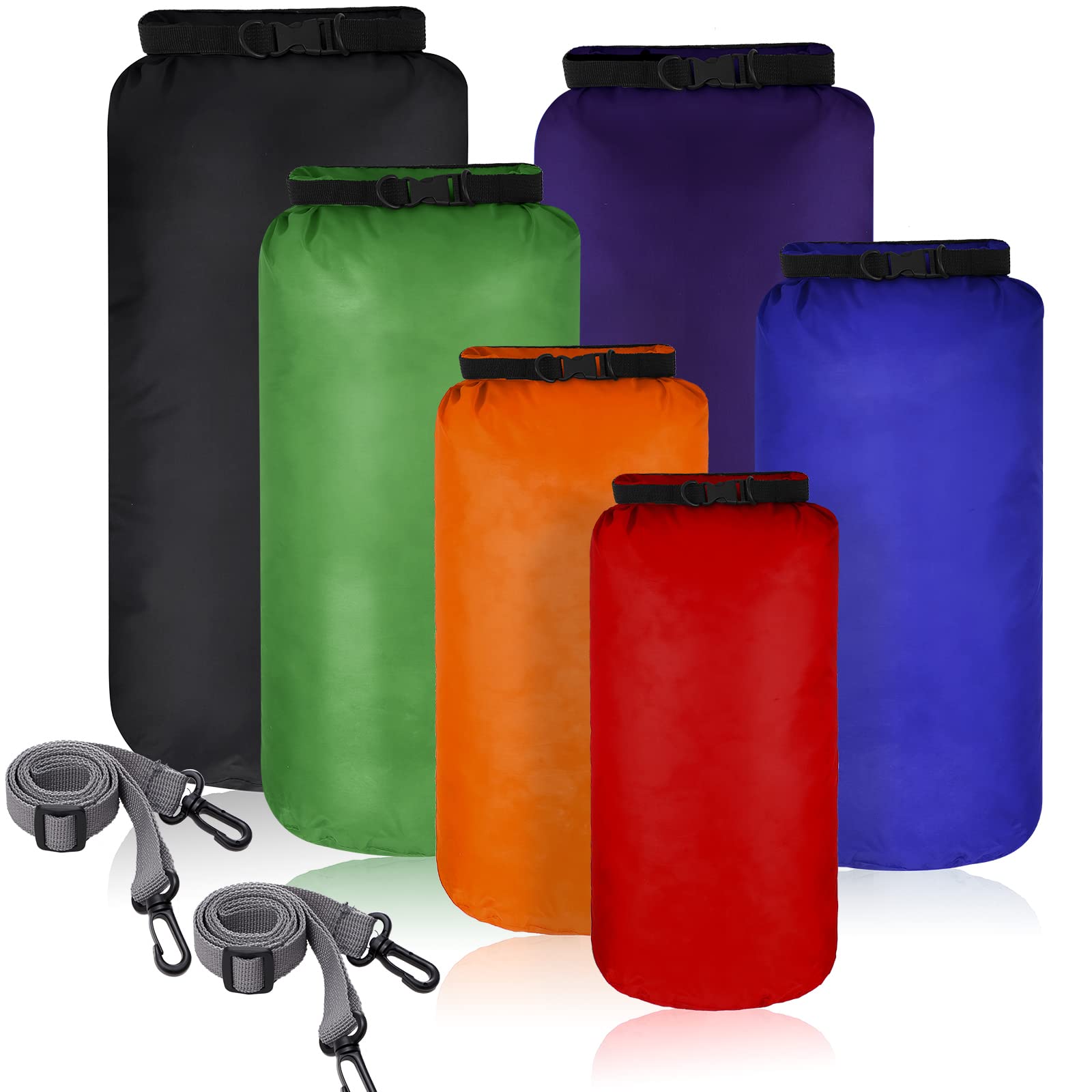 Shappy 6 Sacs Étanches Sac à Sec Ensemble Combiné de Sacs Étanches Légers Hermétiques avec Capacité de 20 L 15 L 10 L 8 L 5 L 3 L et Bretelle Longue Réglable pour Kayak Bateau