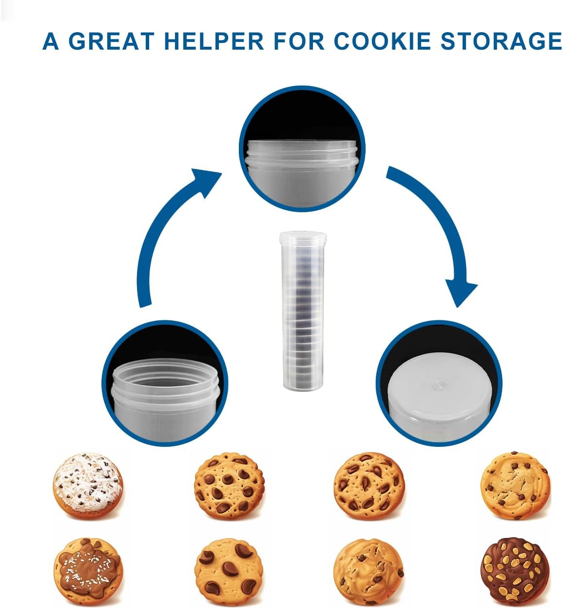 1PCS Storage Container Compatible with Oreo-6.5-Inch Width 24.8-Inch Height,Round,Food Grade PP Material,Transparent Cookie Holder For Stay Fresh