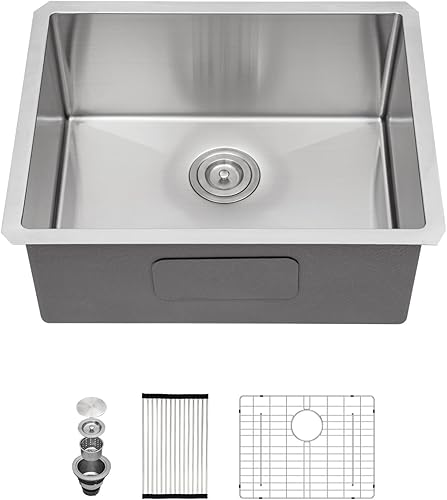 Fregadero de barra de acero inoxidable de 10 x 18 pulgadas, fregadero de preparación de barra húmeda de acero inoxidable calibre 16, profundo hecho