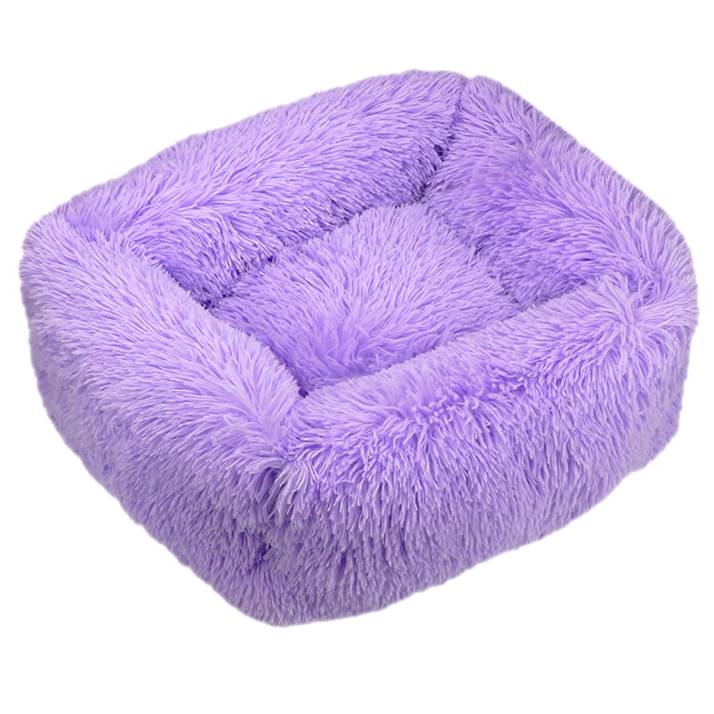 HotYou Plush Donut Dog Bed, Calming Rectangle Bed for Cat Dog 2.5-40KG, Soft and Fluffy Cuddler Pet Cushion Self-Warming Puppy Beds Machine Washable,Purple,XXL 110 * 90 CM(<40KG) — image 1