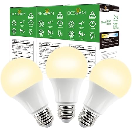 Amazon Led電球 調光器対応 E26 電球色 2700k 10w 60w形相当 高輝度810ルーメン電球 広配光タイプ 廊下 トイレ キッチン 浴室 おしゃれ 長寿命 省エネ 電球色 3個セット 03 Led電球