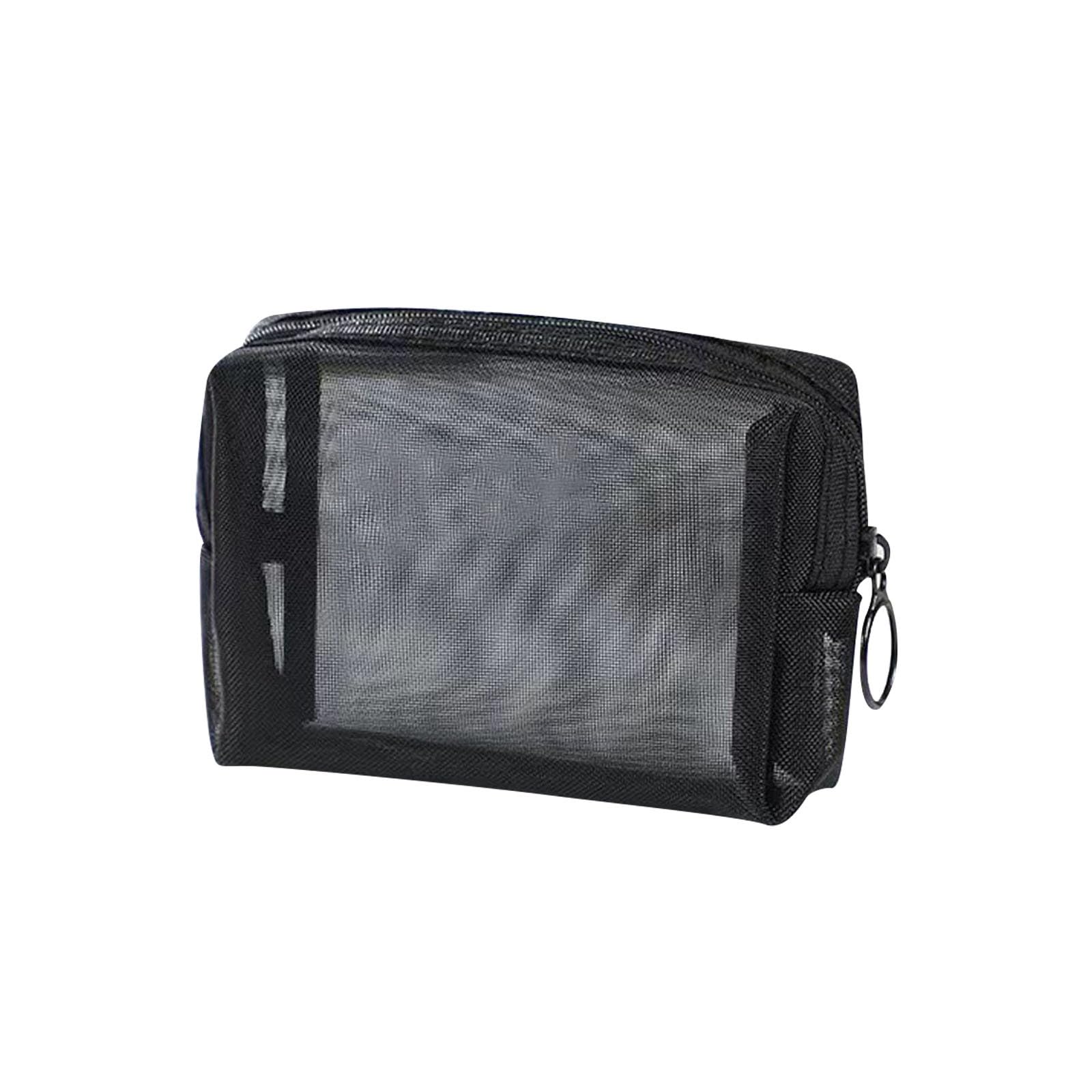 15x10x5CM,Kulturtasche Damen Transparent – Kosmetiktasche Klein mit Netzstoff, Schminktasche Aufklappbar für Reise & Flugzeug, Makeup Bag Organizer im Clean Girl Stil, Toilettentasche Handgepäck