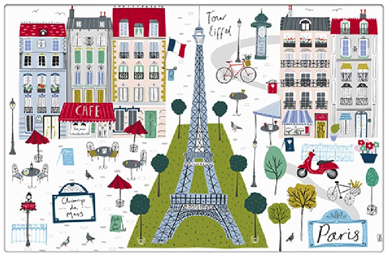 Set de Table Paris Tour Eiffel - Motif Champ de Mars et Les immeubles parisiens typiques