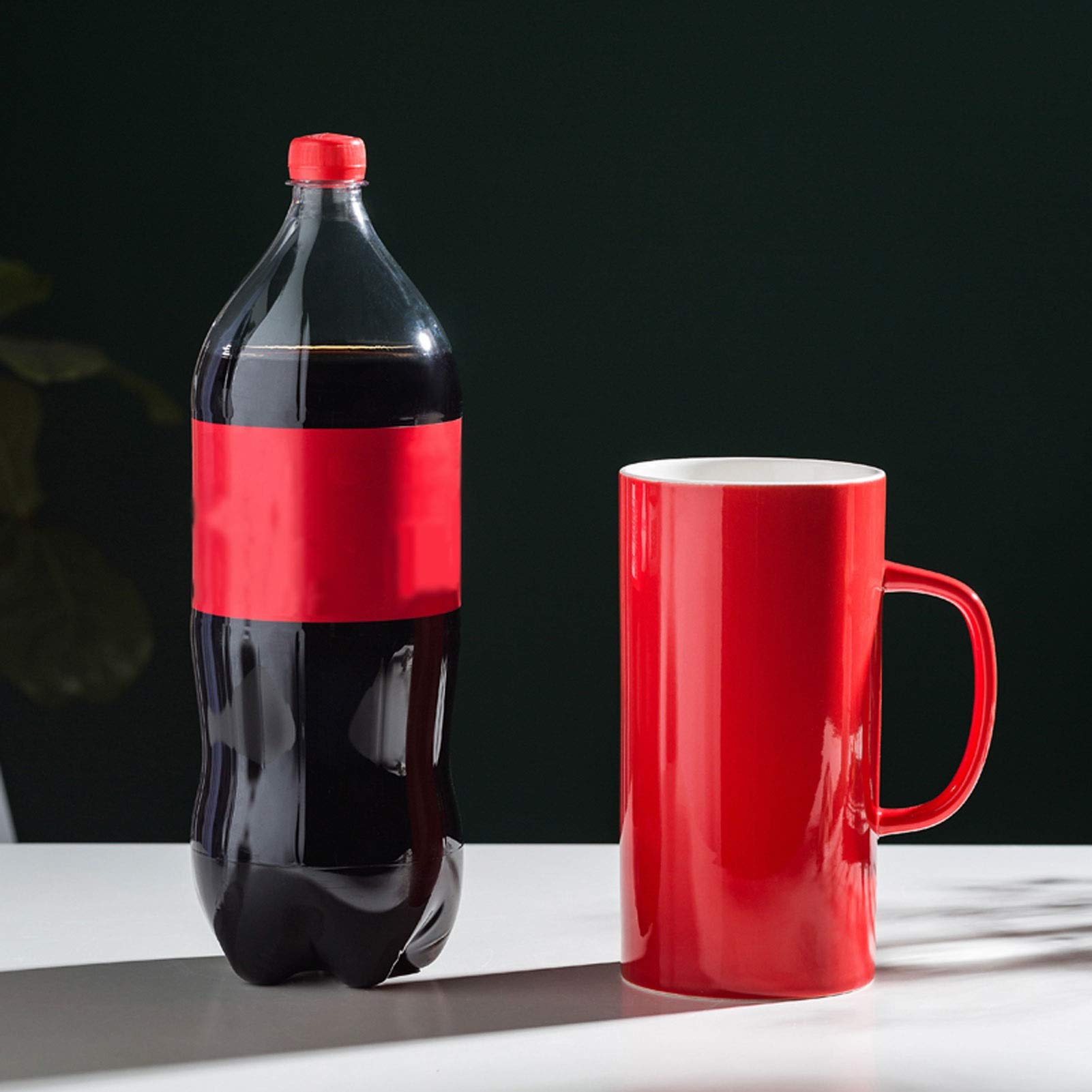 Kubek do kawy Kubek o dużej pojemności Kubek na wodę Czysty kolor Kubek ceramiczny Super duża pojemność 1000 ml Kubek dla ojca i mężczyzny Kubek do wina Kubek do herbaty (kolor: Rosso)