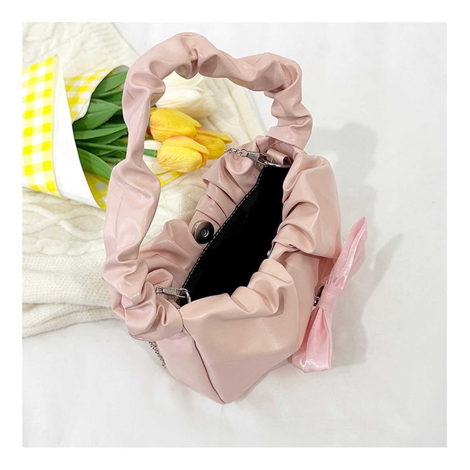 Bolsos De Embrague Florales Bolso dulce con lazo con volantes, cadena for mujer, temperamento moderno, bolso cruzado informal versátil for ir al trabajo