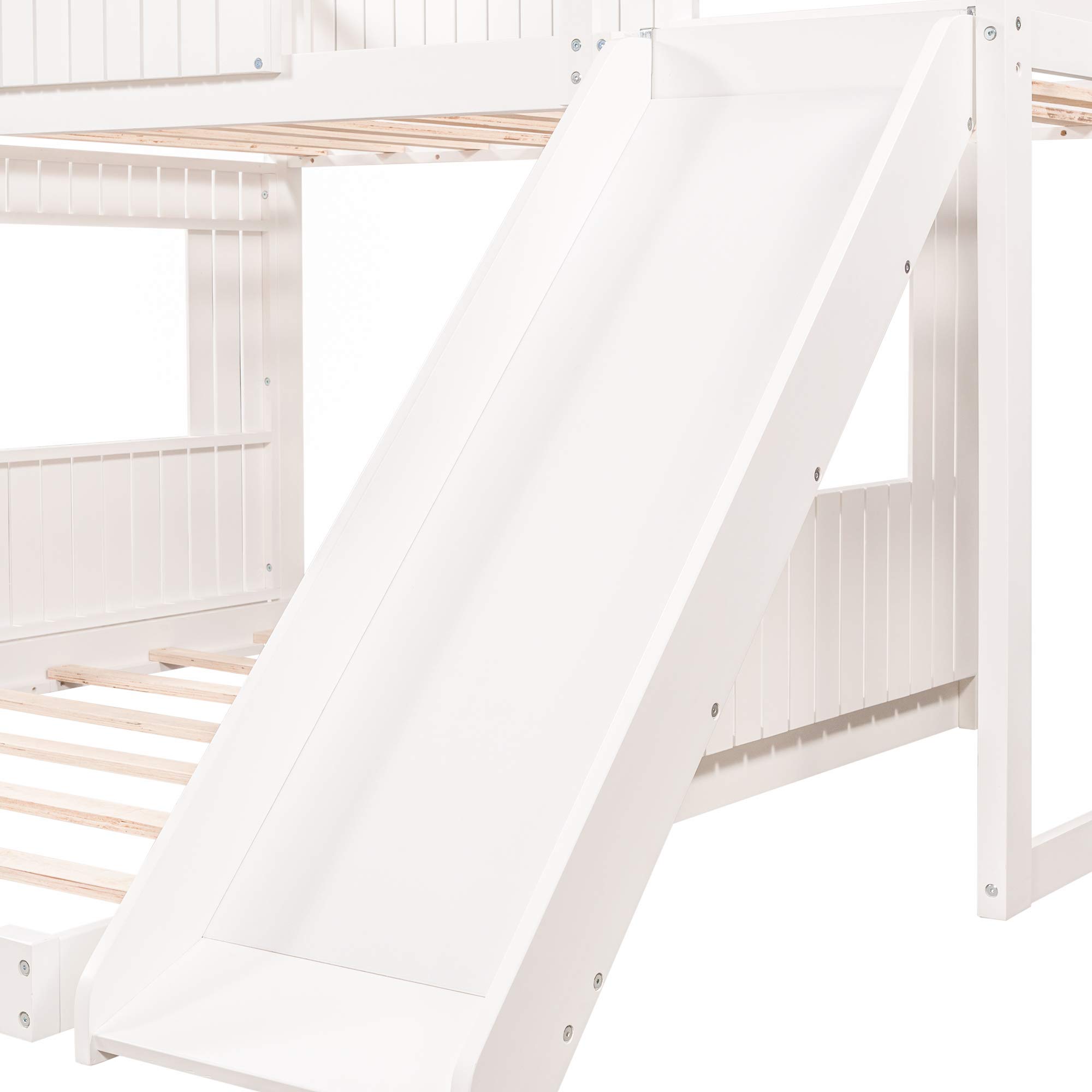 Harper & Bright Designs House Bunk Beds with Slide, Wood Twin Over Full