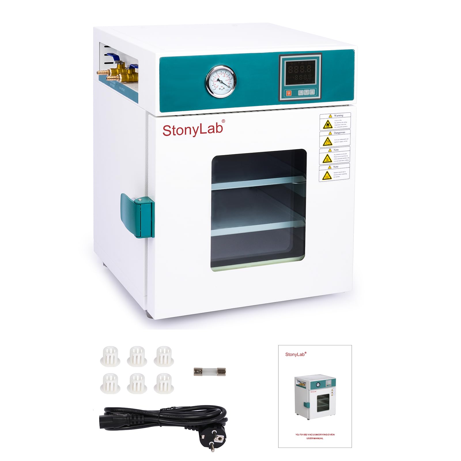 stonylab Vakuumtrocknungsofen, 24l/0,9 cu ft Labortrocknungs-und Heizofen mit Vakuummeter und Digitaler Steuerung, Vacuum Drying Oven, 220V/RT+10-250℃, Edelstahl