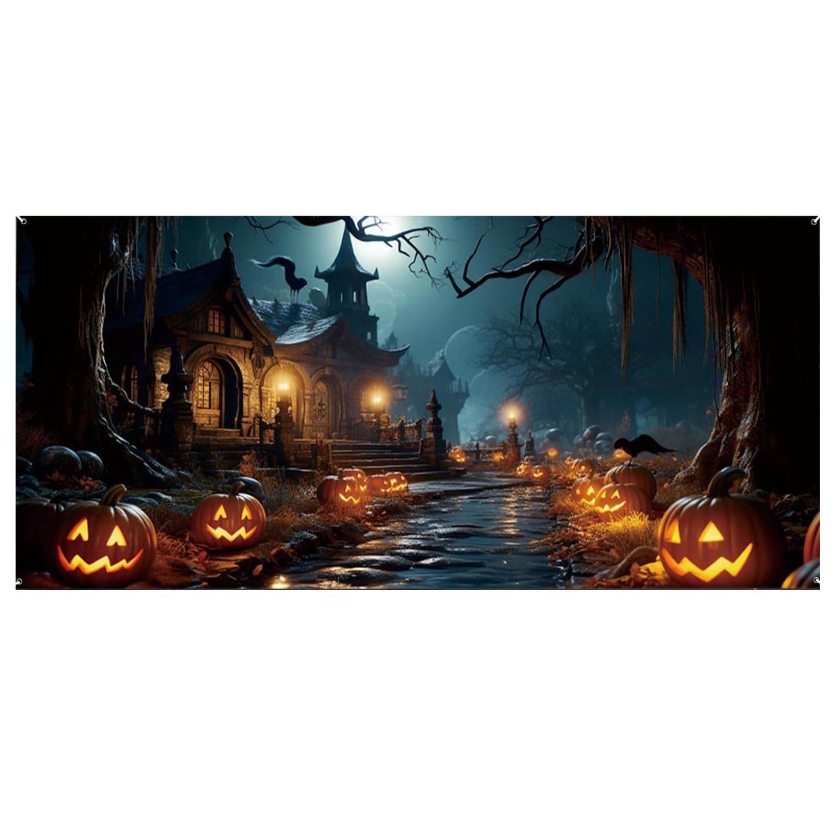 CNAFGBGG Halloween Garage Door Cover, 16x7 Ft,