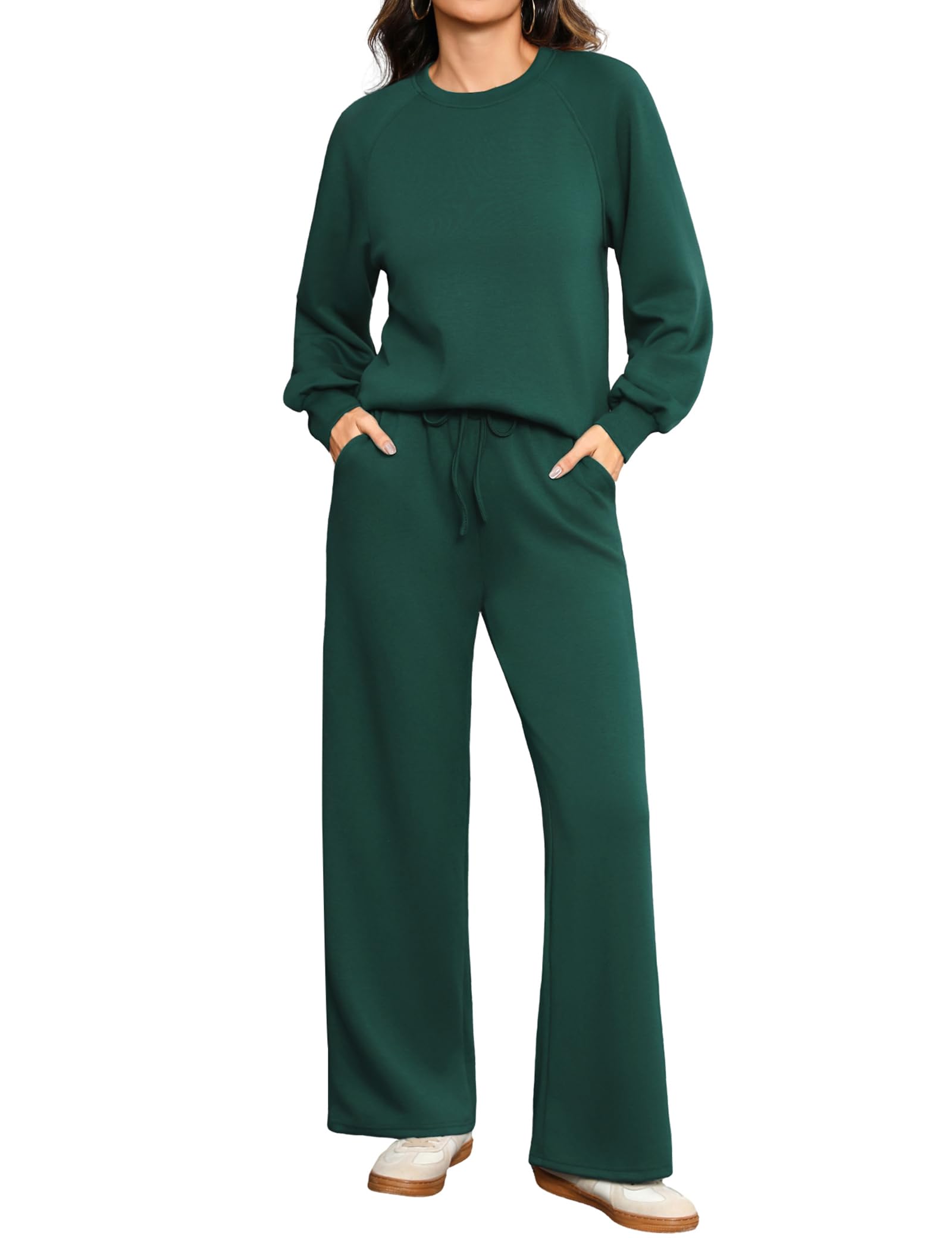 Totatuit Tuta Sportiva Donna Sweatshirt con Girocollo Pantaloni Larghi Completa Due Pezzi Casual Tuta da Ginnastica Coulisse Primavera Autunno Invernale