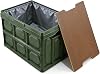 Folding Storage Box with Lid & Waterproof Bag for Camping Durable Hard Sided Box With Handles Stackable Storage Crate for Wardrobe, Car Boot & Home Organiser 30L