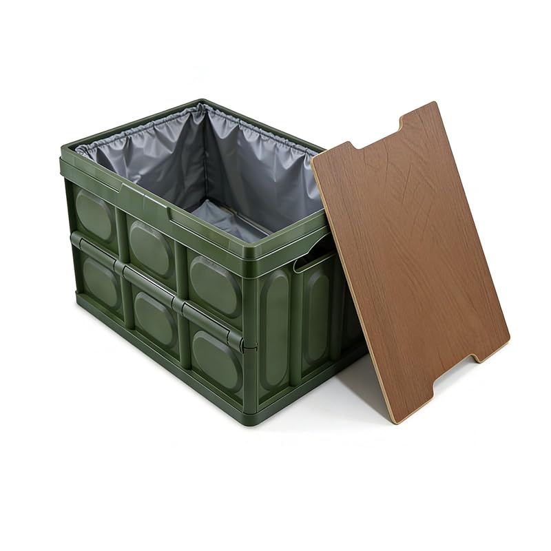 Organizador dobrável para porta-malas 30 L auleef verde com tampa de MDF