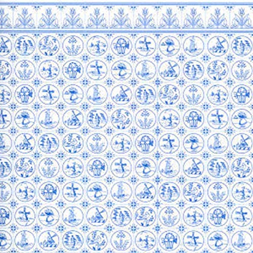 Melody Jane Casa de Muñecas Miniatura Impresión 1:12 Escala Dutch Azul Blanco Delft Azulejos Pintado