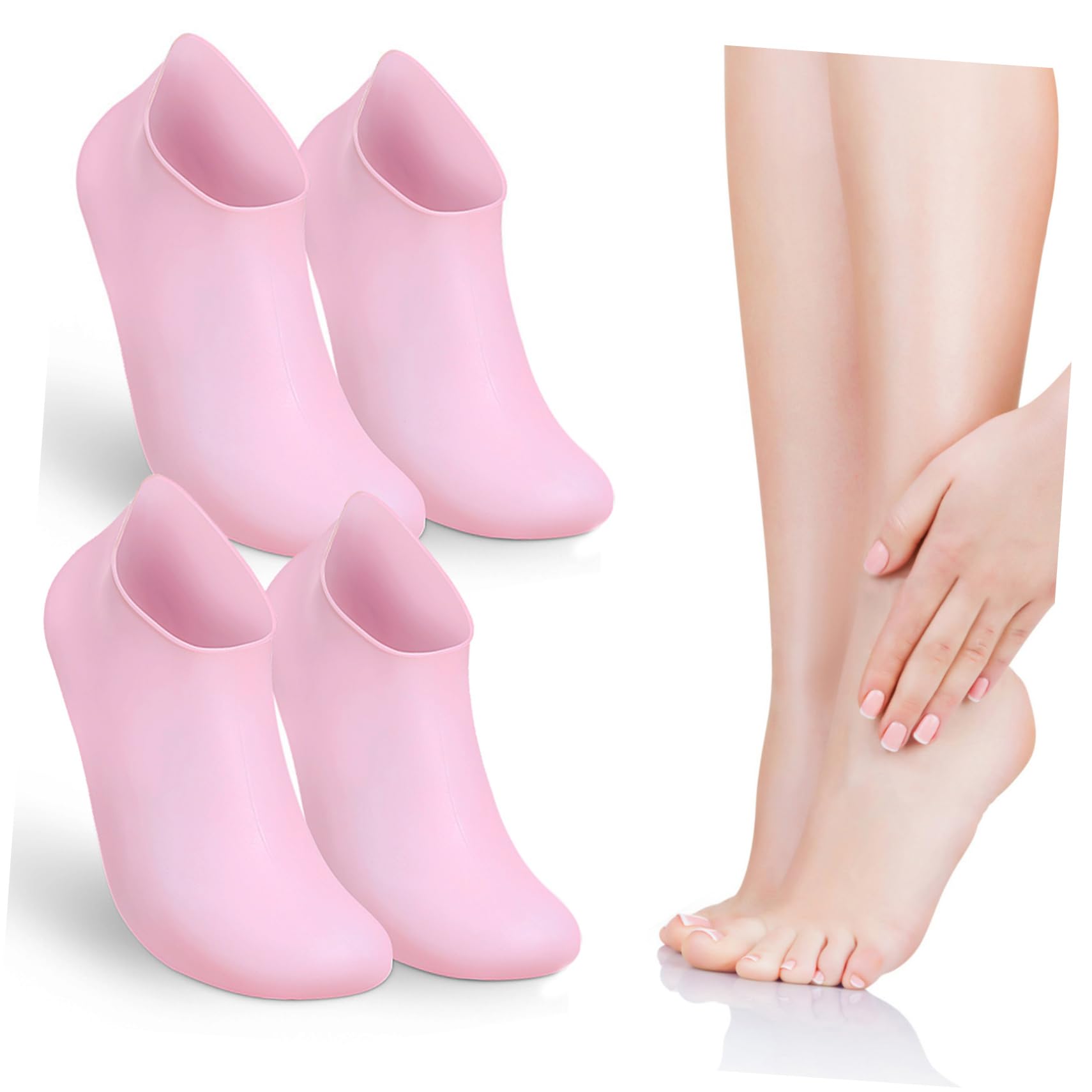 Mikinona 2 Pairs XL Silicone Moisturizing Socks Spa Foot Liners for Dry Cracked Feet Foot Softening Gel Socks Foot Care Supplies for Softening and Repairing Rough Skin