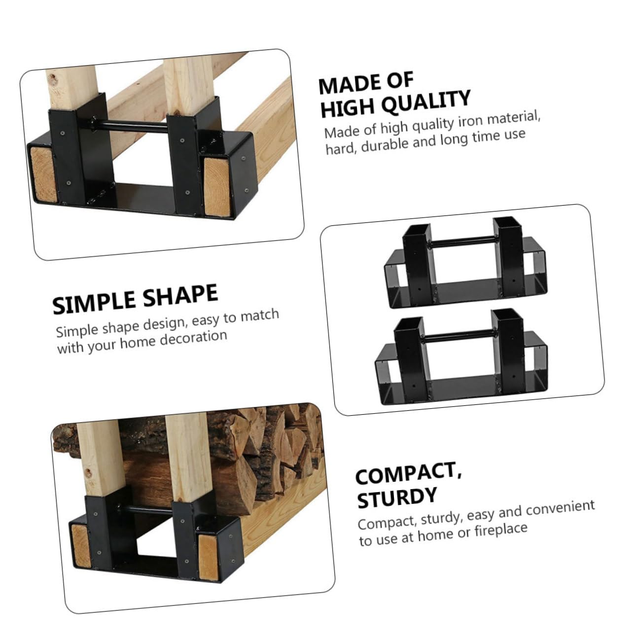 Mipcase Supporto per Legna da Ardere in Ferro Nero, Scaffale Salvaspazio per Esterni, Organizzatore Portaoggetti Resistente e Antiruggine per Giardino e Terrazza