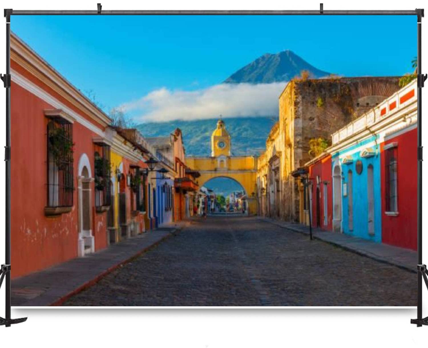 A37mieeooopa Cityscape of Antigua City Guatemala Backdrop 5x7ft Vinyl Multi Color Multi Occasion