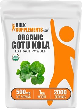 Organic Gotu Kola Extract Powder - Gotu Kola Powder from Centella Asiatica Herb - Gluten Free, 500mg per Serving, 1kg 2.2 lbs Pack of 1