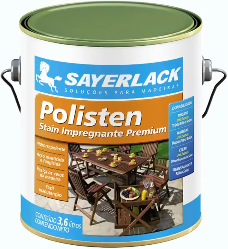 Verniz Polisten Stain Clear Incolor Acetinado Sayerlack 3,6lt