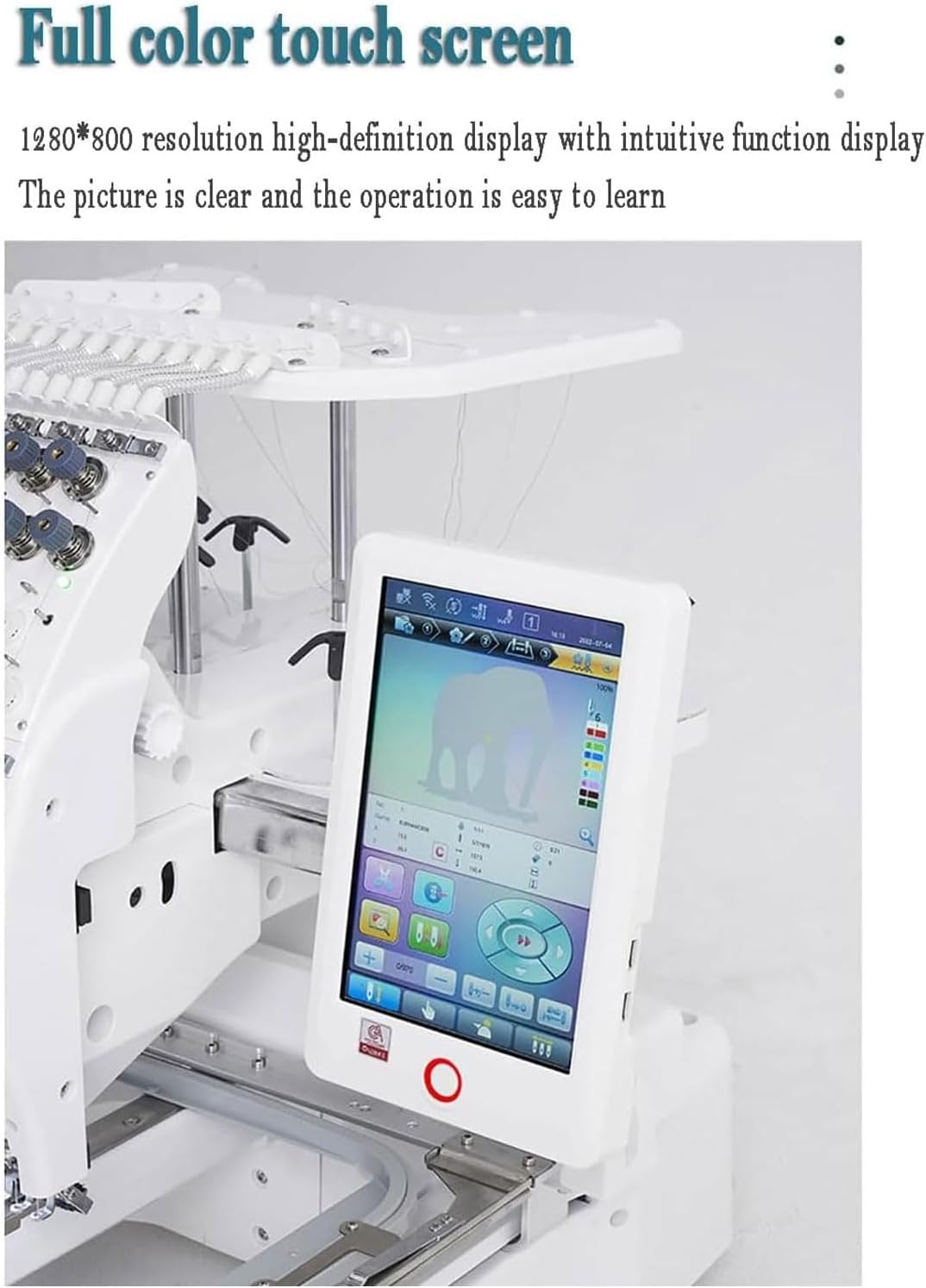 15Needles Automatic Embroidery Machine, 1000rpm Thread Trimming&Color Changing Sewing Machine, 20x30cm Embroidery Area&500 Pre-stored Patterns, 200 Million Needles Capacity, Border Design, for Cloth