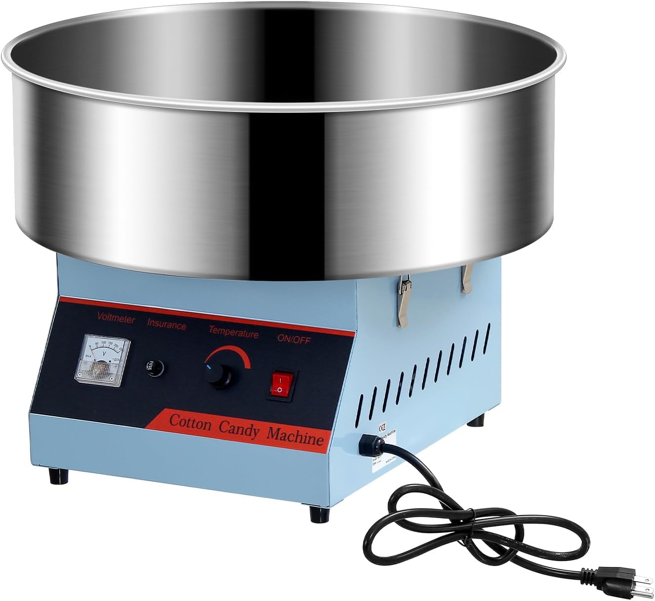 OUKIDR Cotton Candy Machine Commercial, 1050W Electric Cotton Candy Maker with Stainless Steel Bowl and Sugar Scoop, Candy Floss Maker for Kids