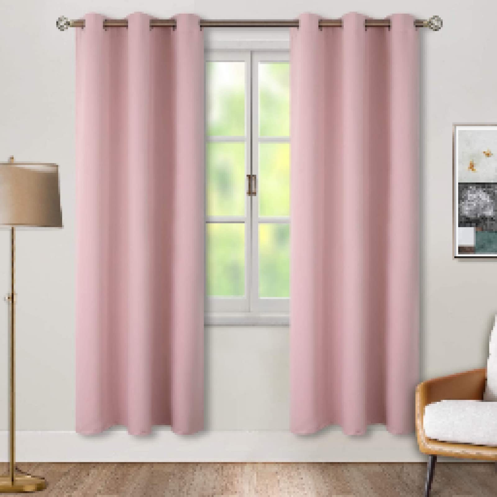 Pink Solid Blackout Curtains 2 panele – termoizolacyjne zasłony zaciemniające do salonu, sypialni, pokoju dziecięcego 70 (szer.) x (wys.) 145 cm x 2 szt