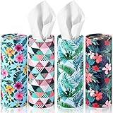 4 Pcs Car Tissues Boxes Travel Cylinder Tissue Boxes 7 x 2.6 Inch Large Capacity Car Tissues Cylinder Holder Hawaiian Style Round Tissue Box for Car Cup Holder Home Bathroom Office