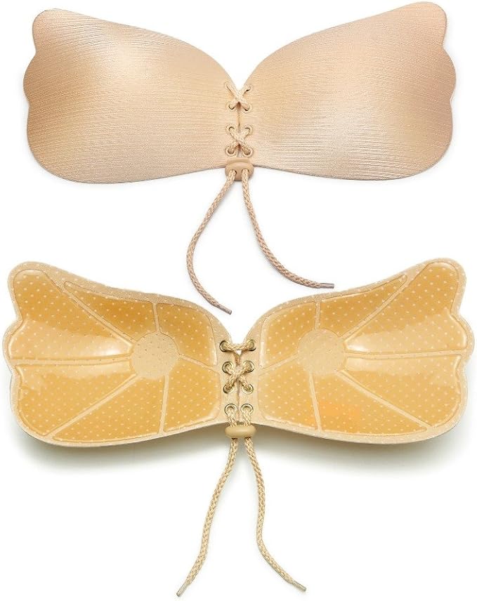 Adhesive Bra, Push Up Strapless Bra with Drawstring Reusable Invisible