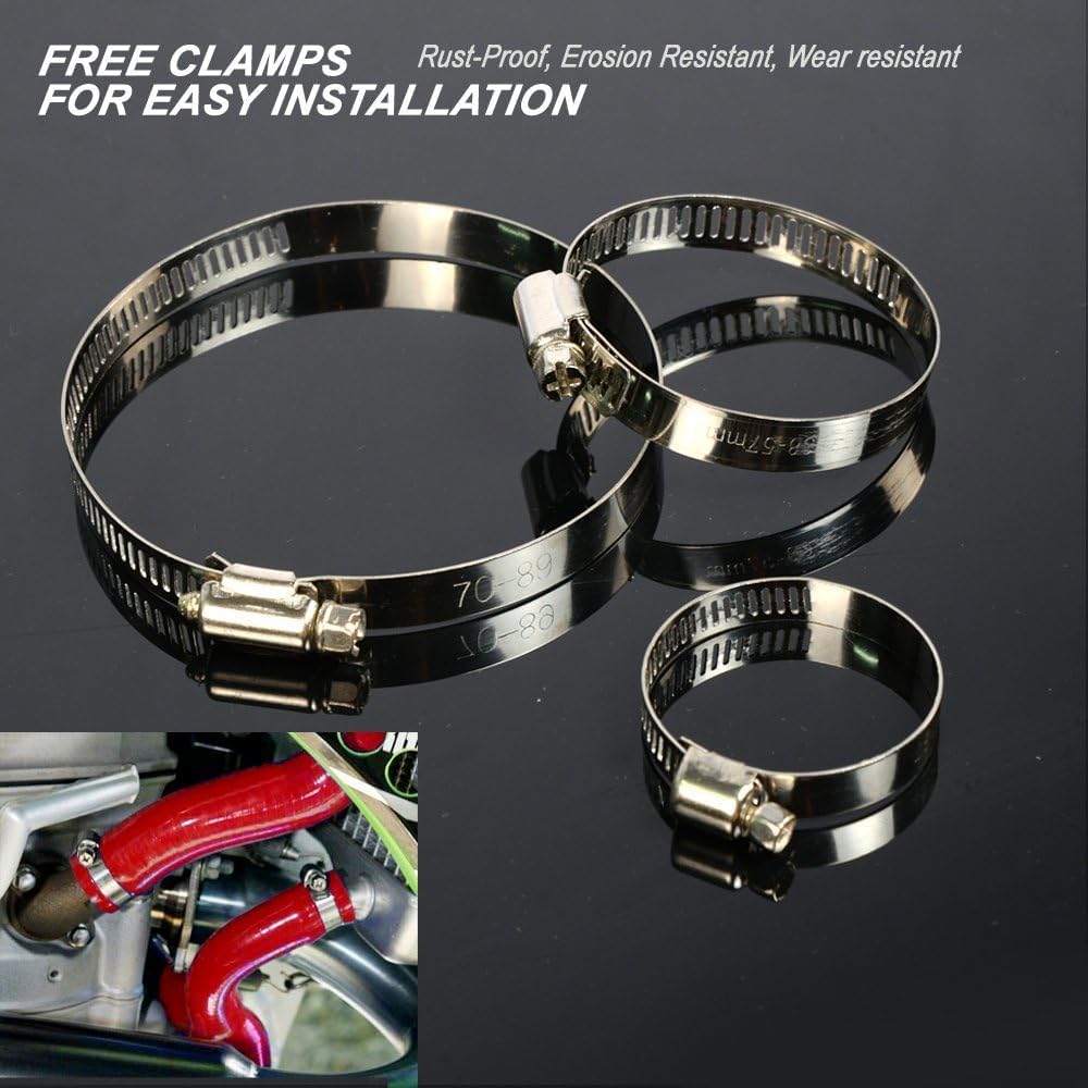 G-PLUS Silicone Radiator Coolant Hose Pipe Kit w/Clamps Compatible with FORD MUSTANG GT/GTS/SVT V8 1994-1995 (Black 2PCS)