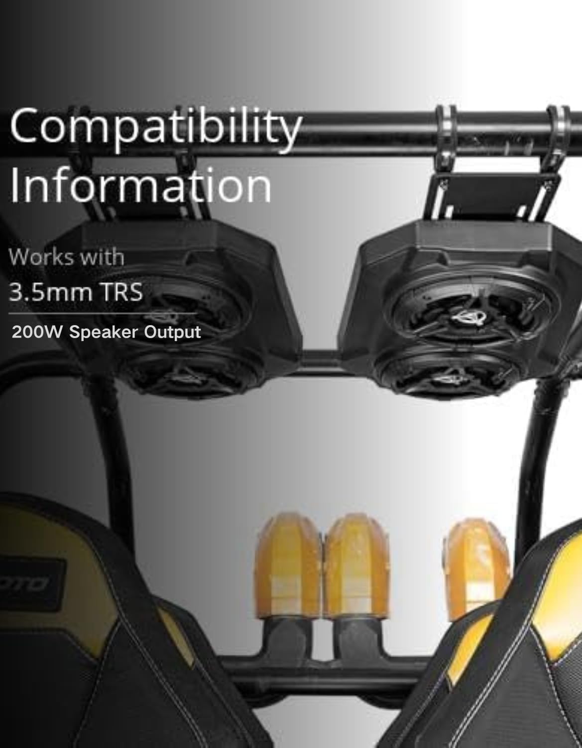 KEMIMOTO UTV Sound System 6.5 Inch Speakers UTV Sound Bar Overhead Stereo Bluetooth for UTVs Fits 1.625-1.9in Roll Cages Compatible with Can-Am X3 & X3 Max, Polaris RZR XP 1000, Uforce - Image 3