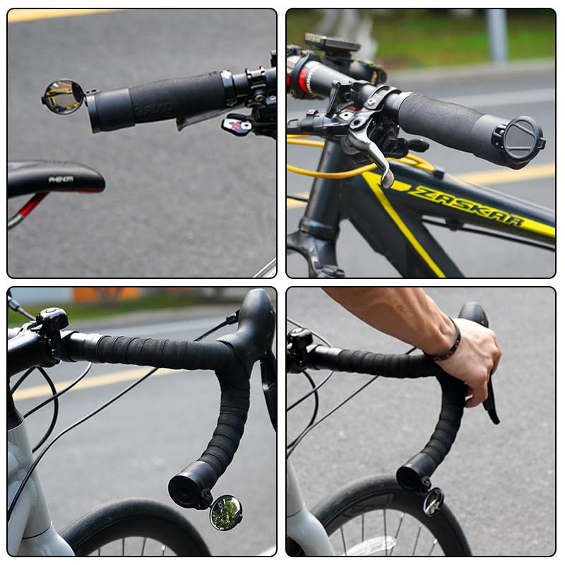 HSayoli Bicycle Mirror for Handlebars, Mini Foldable Rear View Mirror, Rubber Mounting Sleeve for Handlebars, 360°Rotatable Universal Bicycle Mirror for Mountain Bike