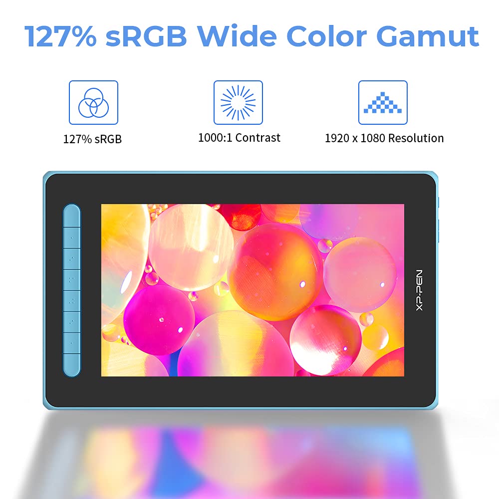 XPPen Artist 12 2nd Generation Tablette Graphique avec Ecran Entière Laminé en 11.6 Pouces Stylet X3 à 8192 Niveaux Compatible avec Windows Mac Chrome OS Android et Linux (Bleu)
