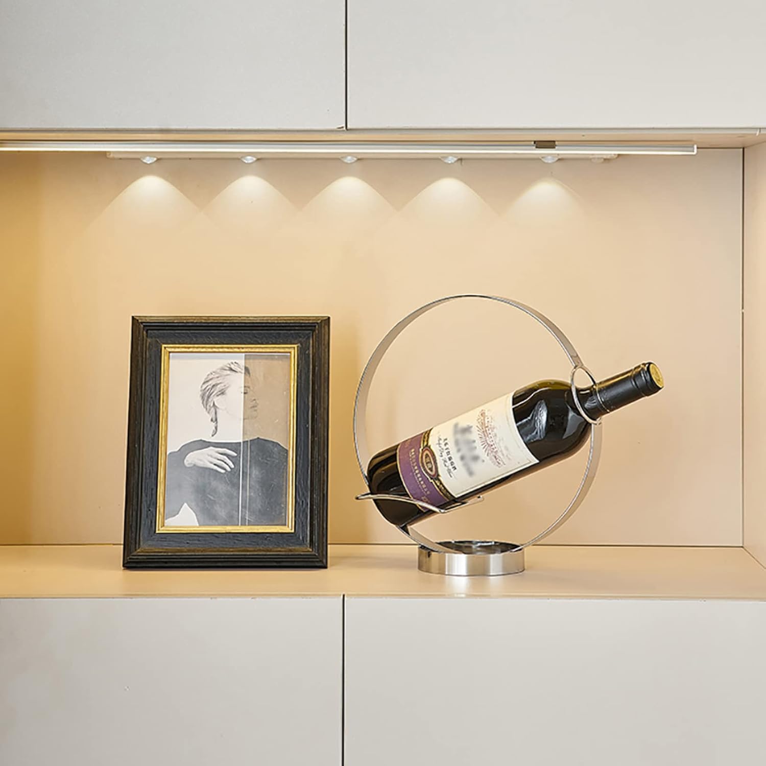 TPARIS Iron Wine Holder Rack Tabletop|Creative Wine Racks Home Bar Decor|Wine Bottles Storage Organizer Stand|Countertop Wine Display Rack,Silver,25x10x25.7cm(9.8x3.9x10.1in)