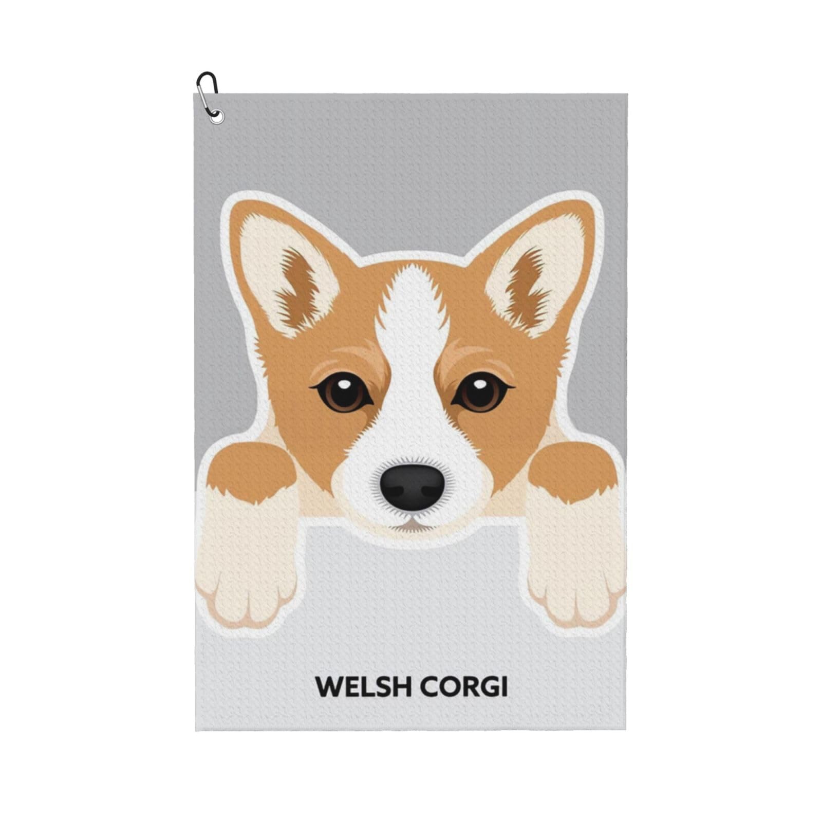 Hnnkloy Welsh Corgi Dog Print, 16x24 in Portable Waffle Golf Towels with Carabiner Clip for Golf Bag