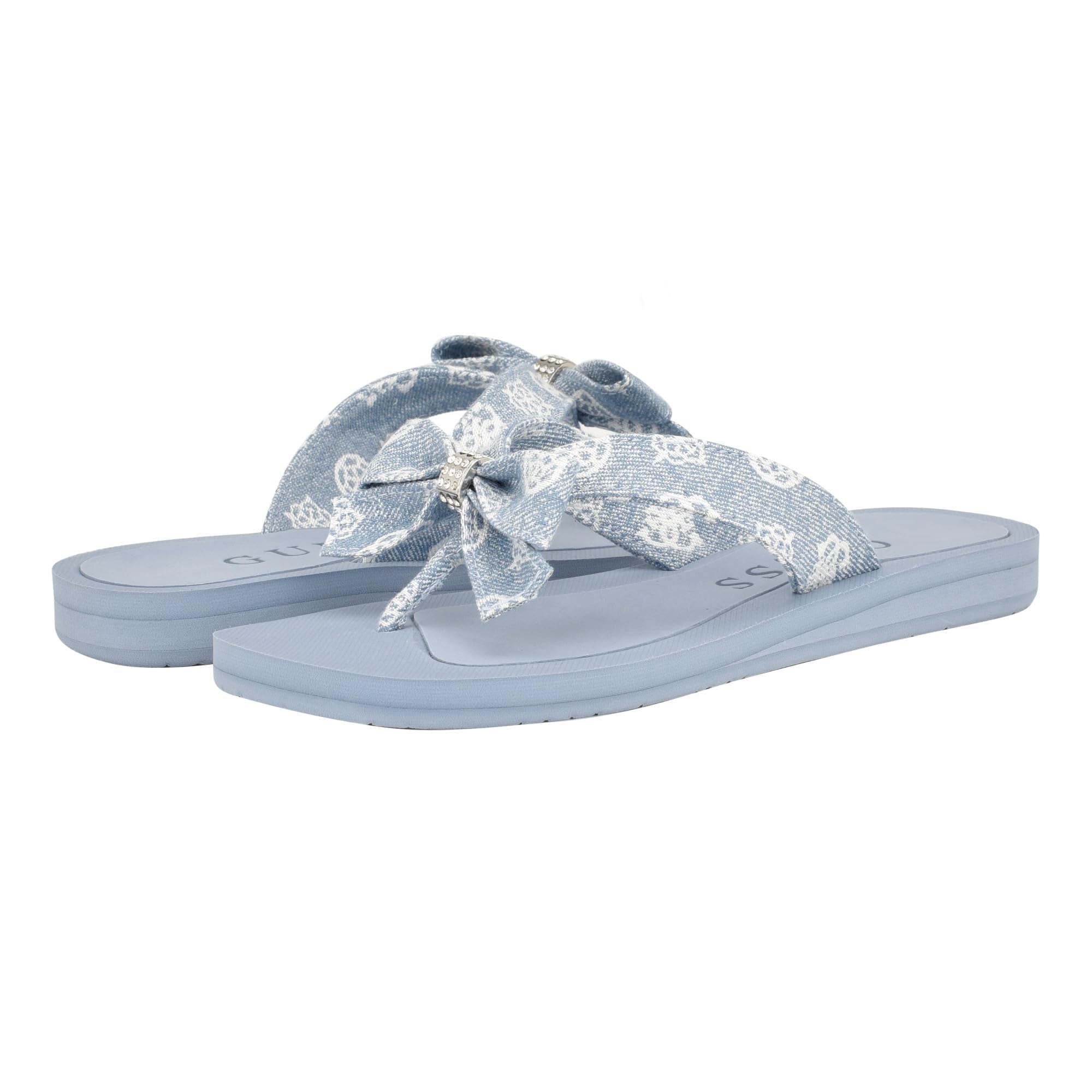 GUESS Women's Tuta Flip-Flop, Light Blue Star Multi, 8 UK