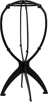 Portable Collapsible Wig Stand for Short Wigs Durable Plastic Display Folding Holder for Travel and Short Hair Extensions 1Pc Black