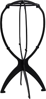 XCZYN Wig Stand Portable Collapsible Wig Head for Short Wigs Durable Plastic Wig Display Folding Wig Holder Wig Dryer Travel Short Hair Extensions Stands (1Pc Black)