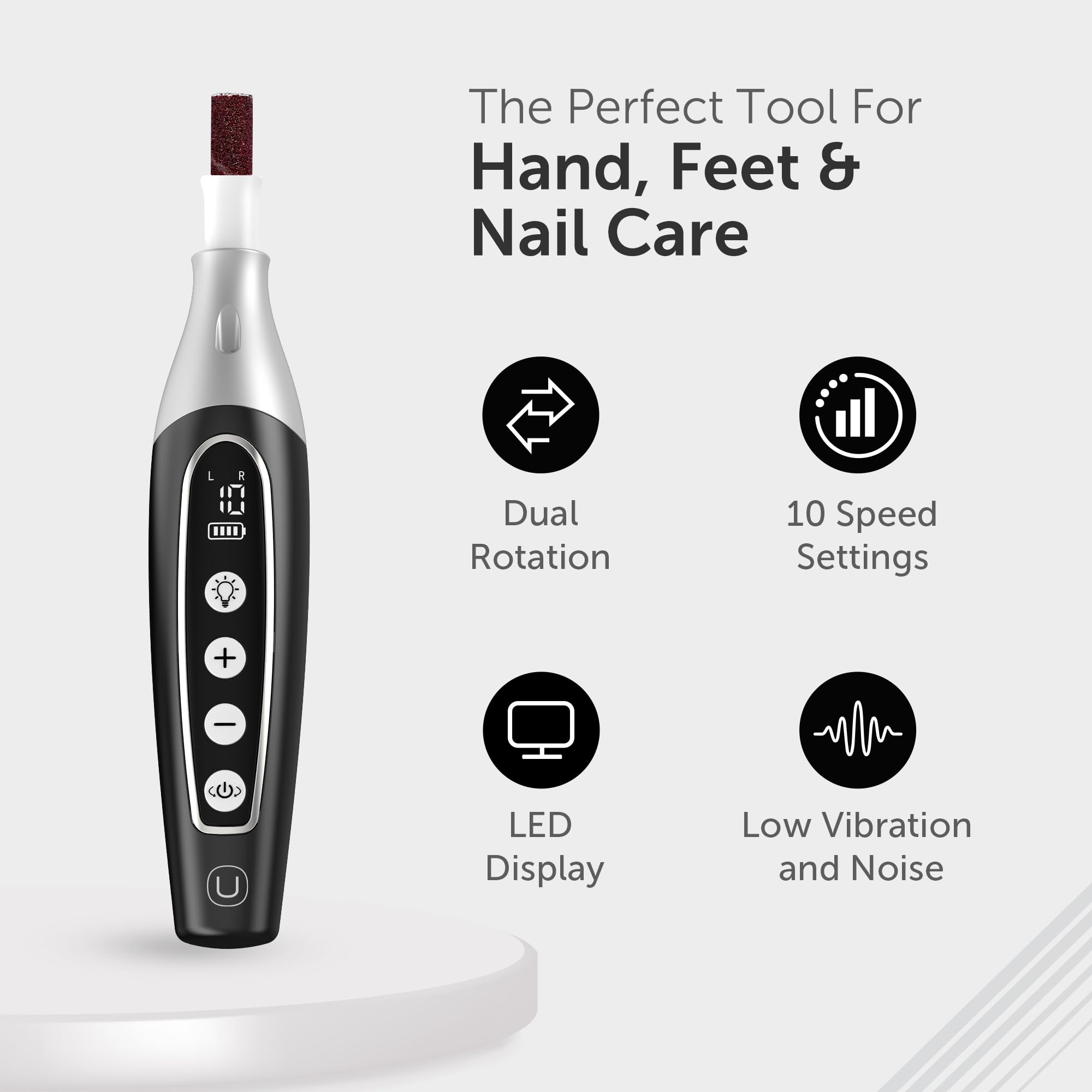 UTILYZE Kit Profesional De Manicura Y Pedicura Pedilux Pro: Lima Para Uñas Gruesas, Taladro Eléctrico Inalámbrico Para Limar Uñas, Lima Para Uñas Dremel, Lijadora, Elimina Callos Para Personas, Hombre