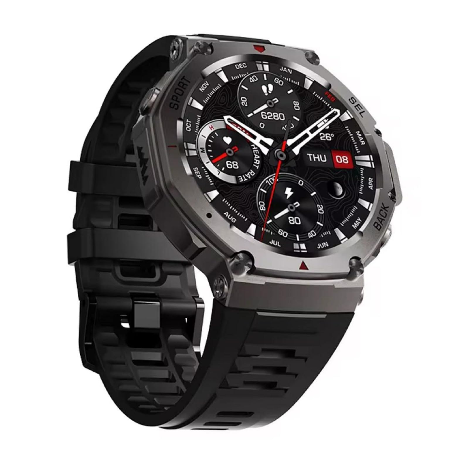 Smartwatch da uomo e donna, GPS, con schermo AMOLED 1.43 da 460 x 460, altimetro barometrico e bussola con batteria da 500 mAh, resistenza di grado militare, monitor della salute