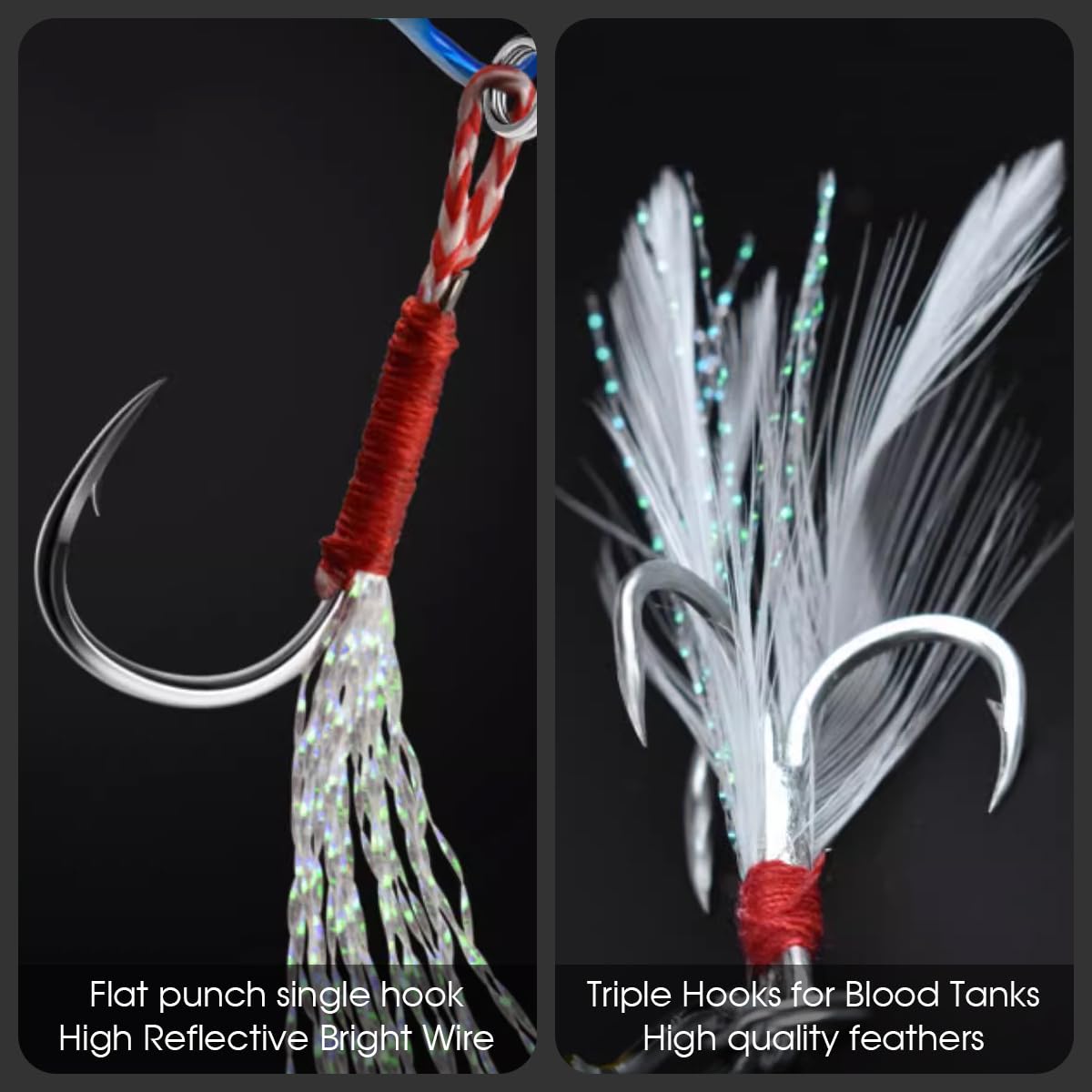 Señuelos de Pesca de Mar de Hundimiento Profundo, WASAGA 4 Piezas 60g/80g/100g/120g/150g/180g Cebo de Pescado Giratorio de Mar de Metal Duro para Atún, Salmón Mero y Señuelo de Jigging