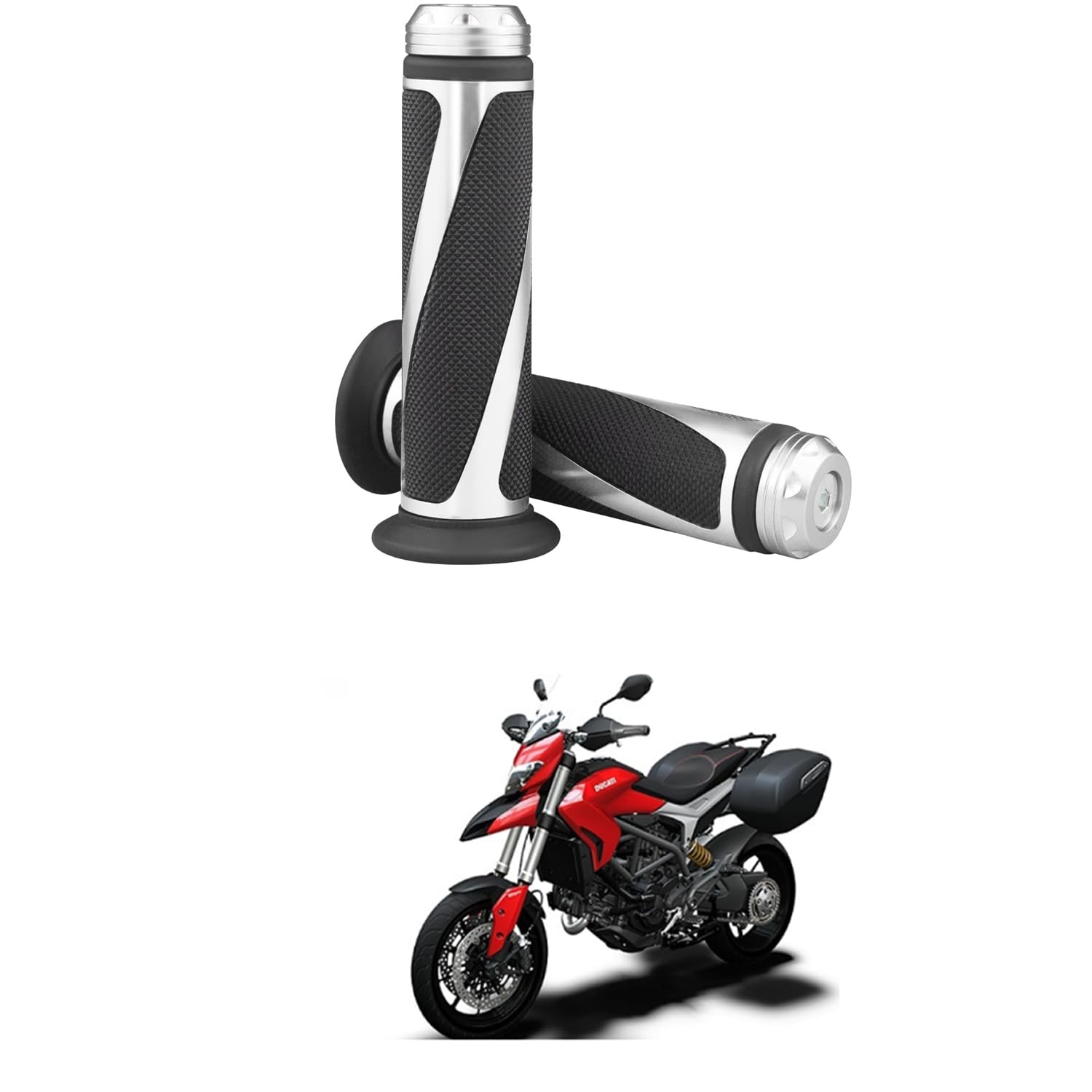 Lovmoto Universal Motorcycle Rubber Gel Handlebar Hand Grips for 7/8" Bar End Handle Bars bike grip Motorcycle Handlebar Grips with Bar End Cap Comfortable With Lu-na
