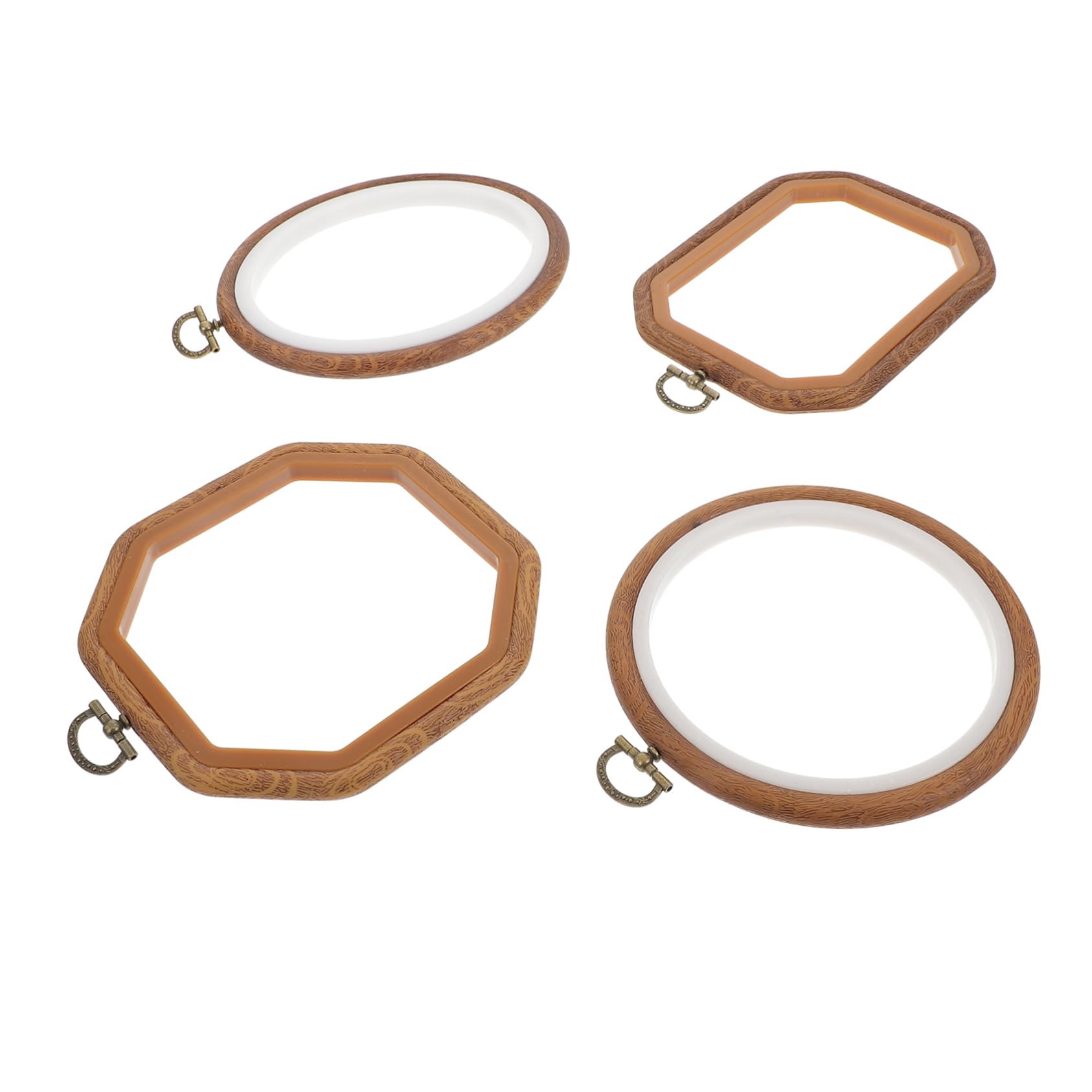 Gadpiparty 3 Series Aros Para Bordado Diy Marcos De Madera Imitación Ovalados Y Octogonales Accesorios Para Punto Cruz Y Manualidades De Costura 4 Piezas X 3