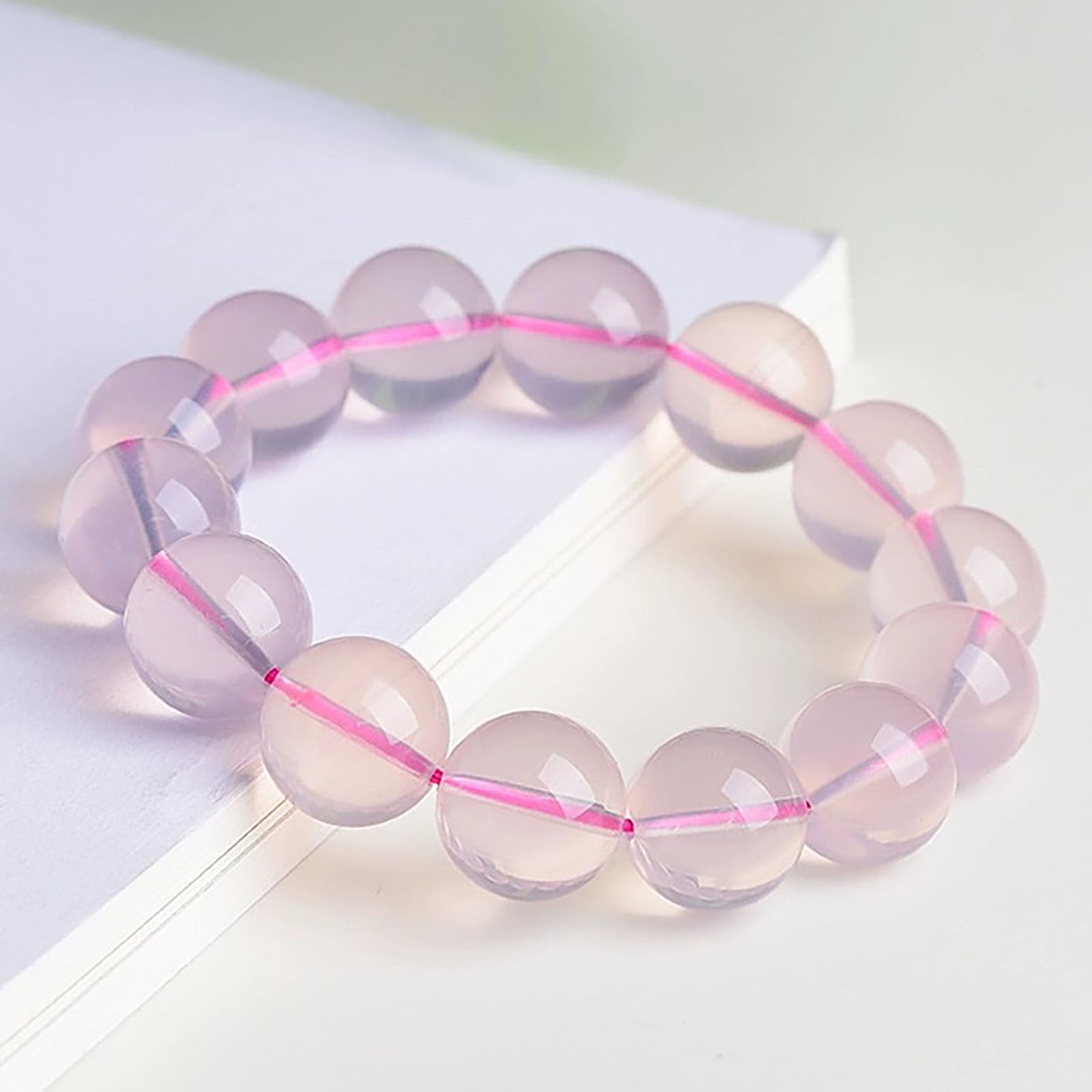 11mm, Pulsera de Piedras Preciosas de Cristal Natural, Hecha a Mano con Cuentas de Cuarzo Rosa, Pulseras elásticas con Piedras de energía curativa, Regalo de joyería para Mujer