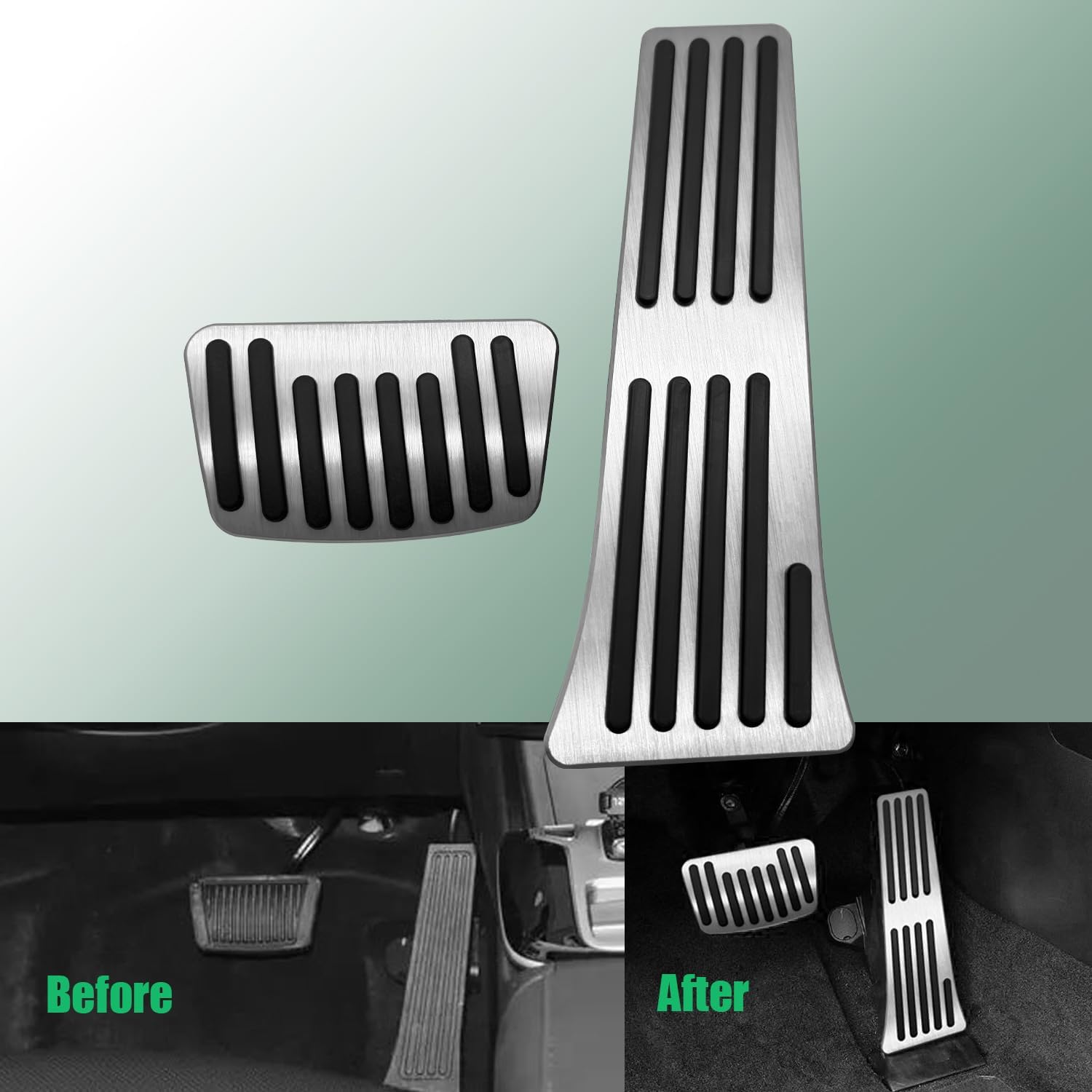 Brake Pedal Gas Accelerator Pedal Cover Compatible with Kia K5 2021-2024 Kia Cadenza 2017-2024 Sorento 2016-2024 Sportage 2017-2024 Stinger 2018-2023 (Silvery)