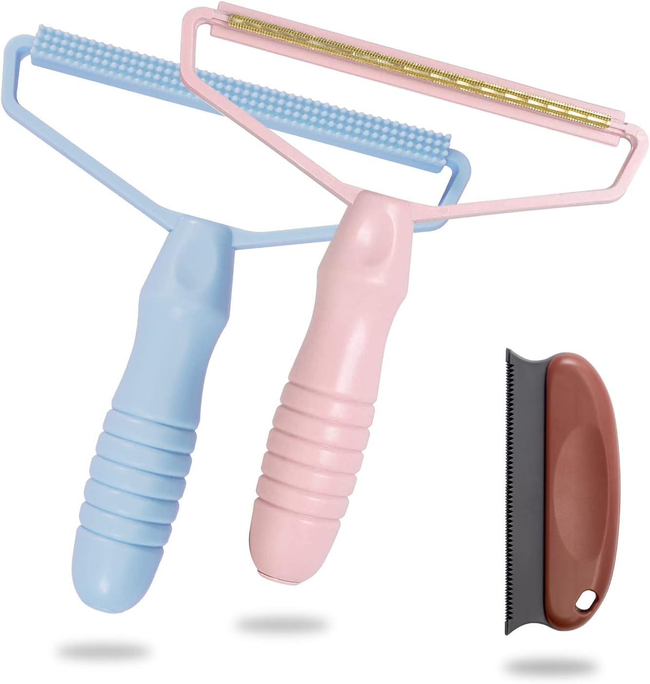 Fun Land Manual Fabric Shaver, Reusable Double Sided Clothes Fuzz Pill Lint Remover for Clothes Woven Coat Carpet Furniture Couch with Pet Hair Remover Brush(Pink&Blue)