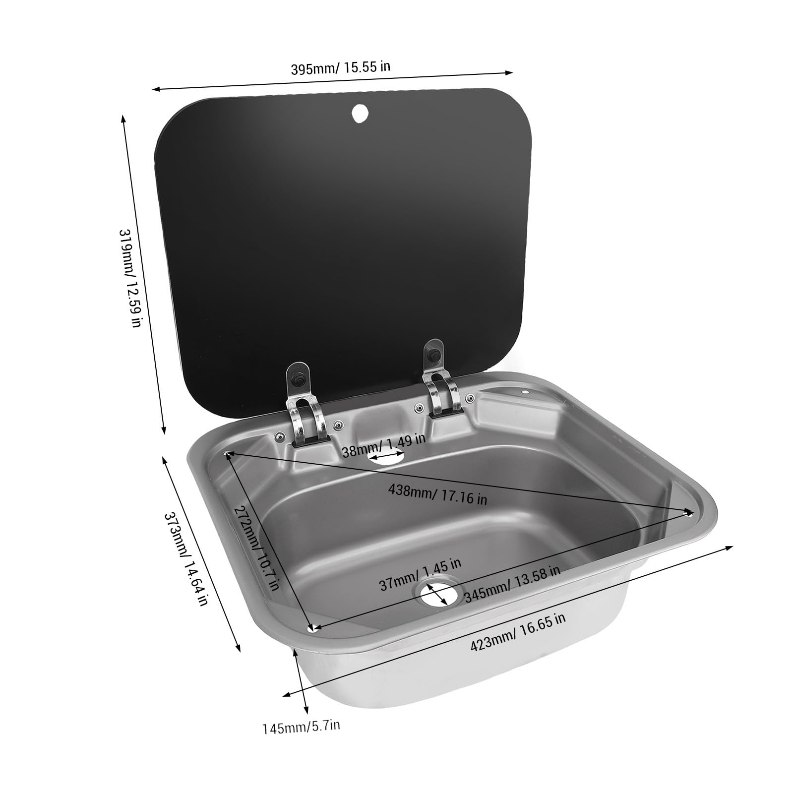 banapoy Lavello per RV, Lavabo Quadrato a Vasca Singola