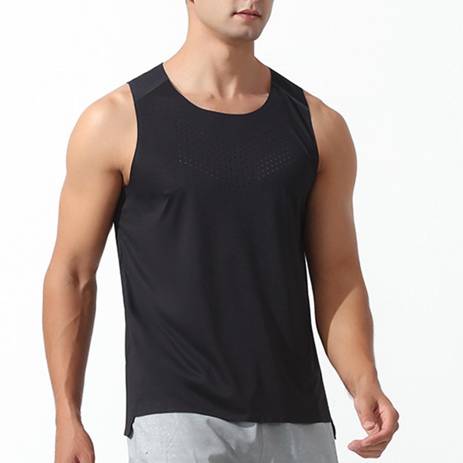 Oshhni Canotte da allenamento da uomo, T-shirt da palestra per muscoli Bodybuilding Fitness T-shirt senza maniche, Canottiera ad asciugatura rapida Canotte