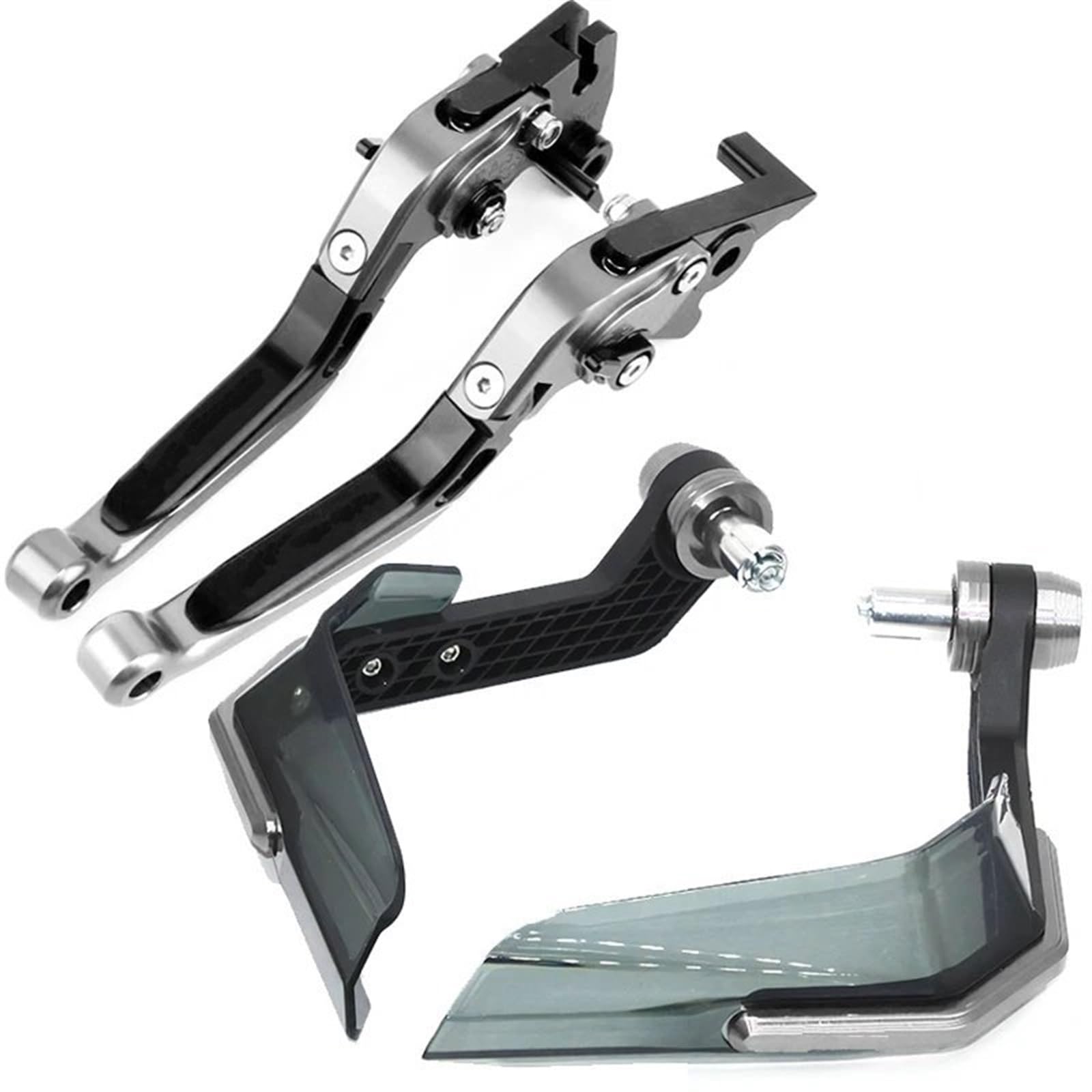 Garde-main moto coupe-vent avec levier de frein et embrayage MT07 argenté