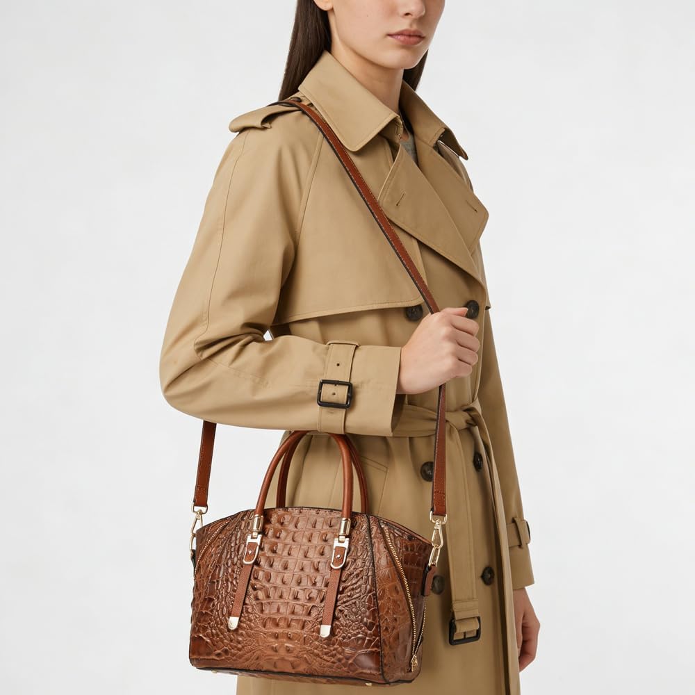 Crocodile Pattern Handbags for Women PU Leather Satchel Shoulder Bag Ladies Zipper Totes Purse Top Handle Bags