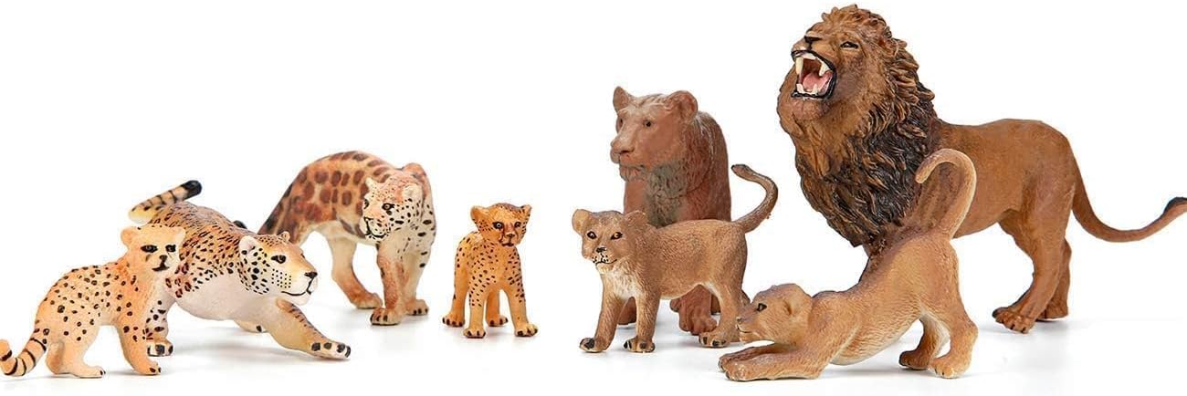 Safari Zoo Animals Figures Toys, 14 Piece Realistic Jungle Animal Figurines, African Wild Plastic Animals with Lion, Elephant Educational Learning Playset for Toddlers, Birthday Gifts Christmas