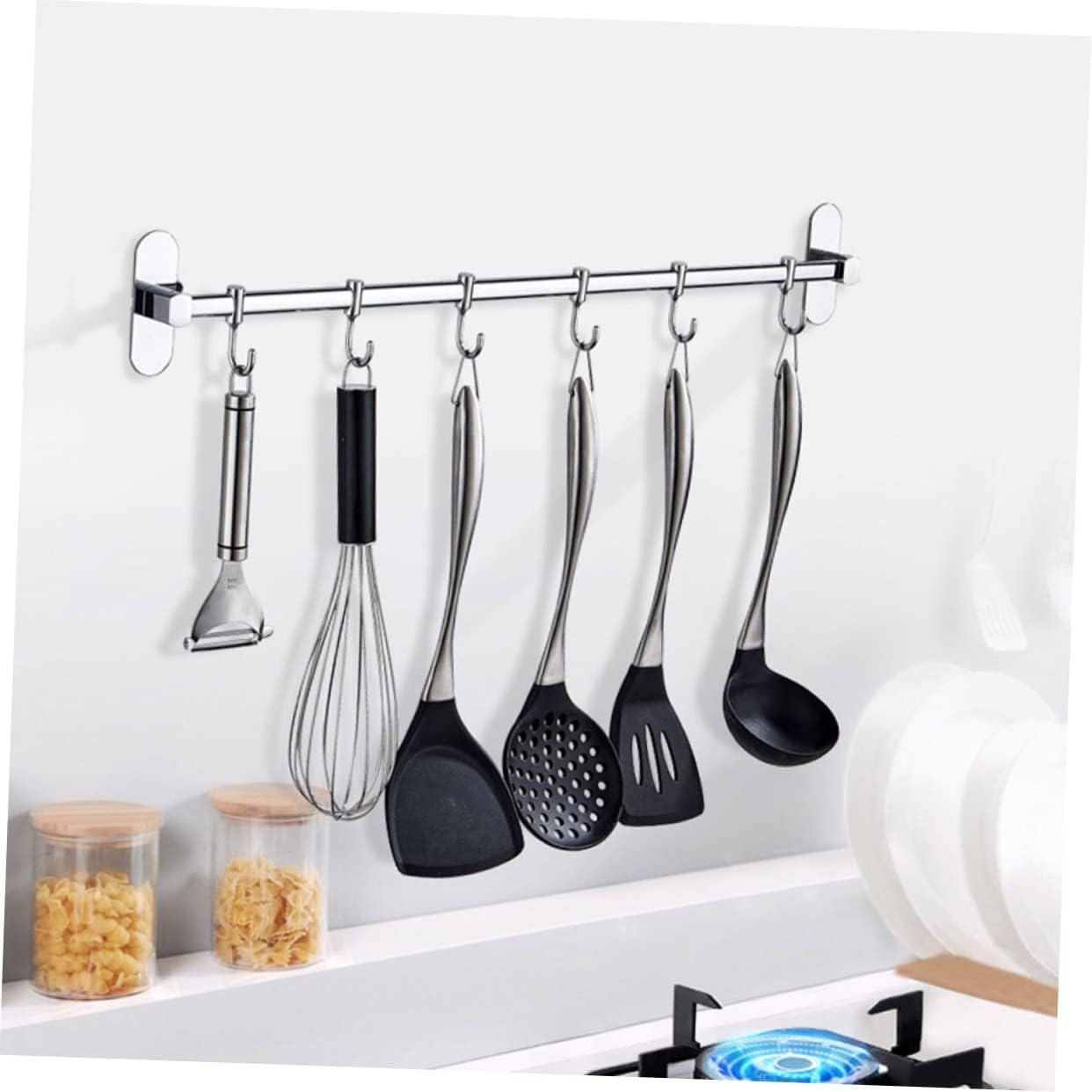 LIFKOME Multifunctional Hook Wall-Mounted Organizer Rack Kitchenware Storage Cutter Hanger Stainless Steel