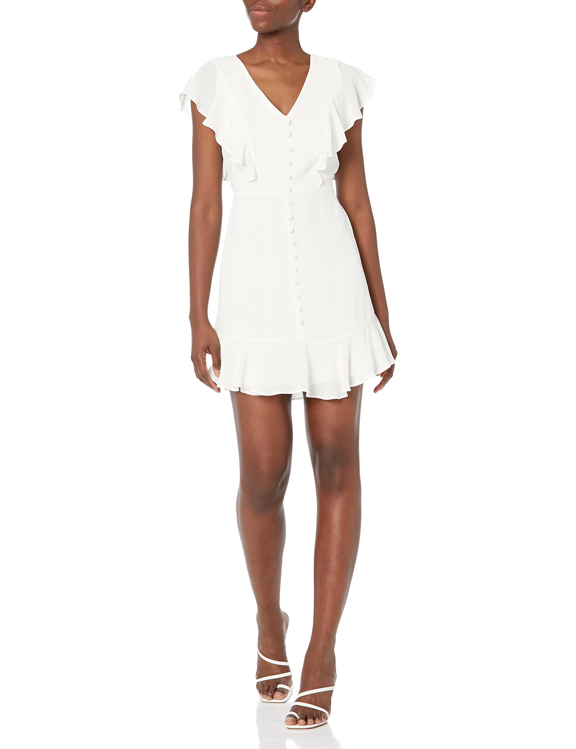 BCBGMAXAZRIAWomen's Fit and Flare Flutter Tie Back Cut Out Mini Cocktail Dress